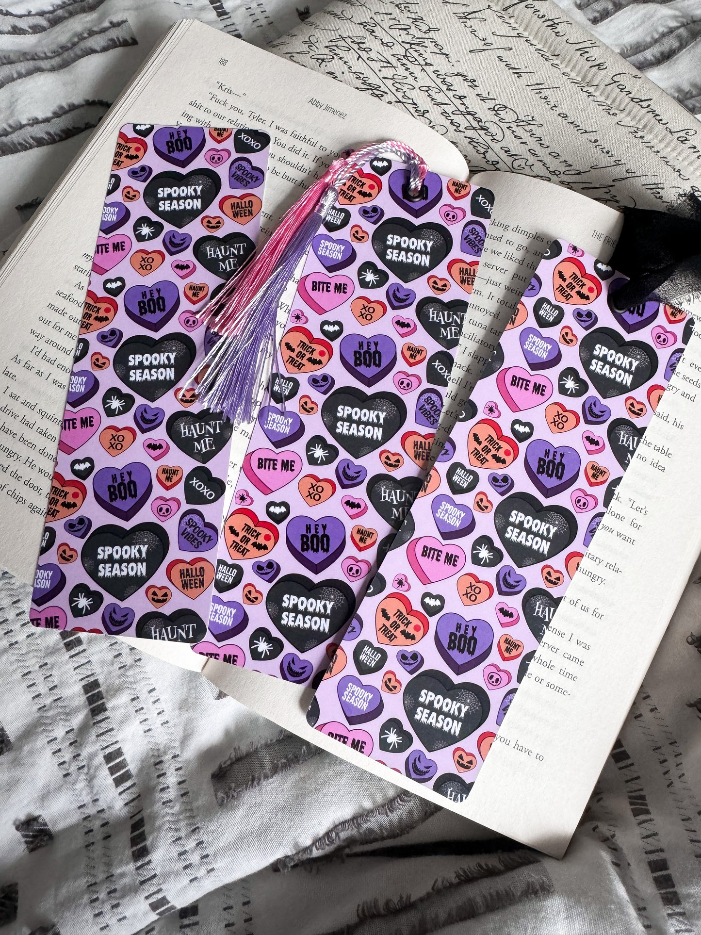 Pink Spooky Candy Hearts Bookmark